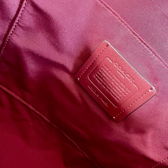 Coach Medium Top Zip Cross Grained Leather Shoulder Tote Bag MIAMI Red - Picture 9 of 11